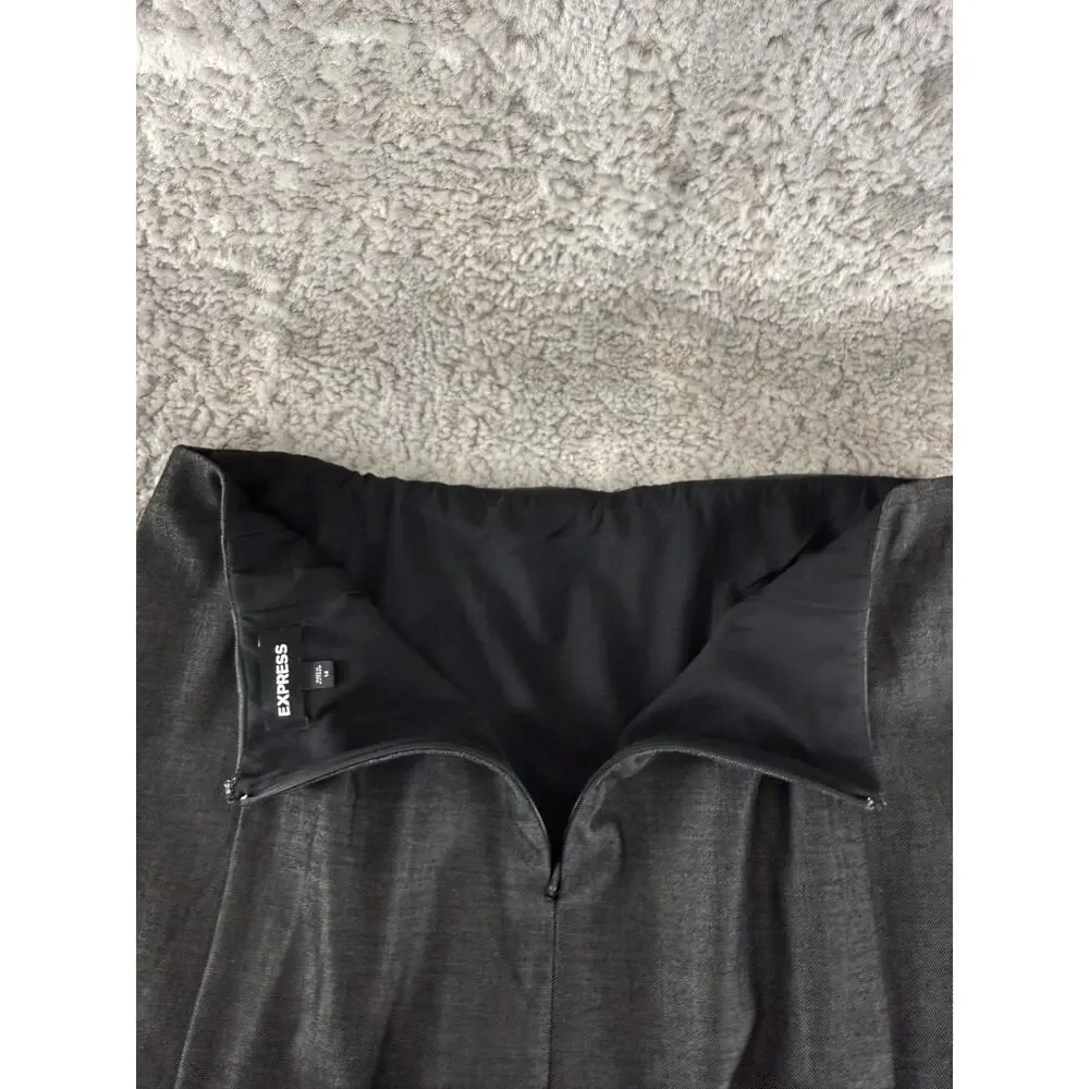 Express Size 14 Minimalist Preppy Career Pencil Skirt Black Zip Stretch - Picture 4 of 7